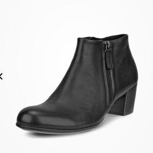 ECCO shape 35 mm elegant Lightweight All Leather Black Ankle Boots 38 New